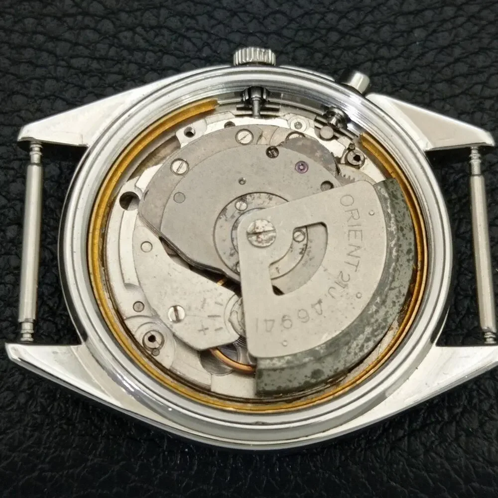 Vintage 1975 Orient Automatic Mens Silver Watch W/daydate & Gold accents